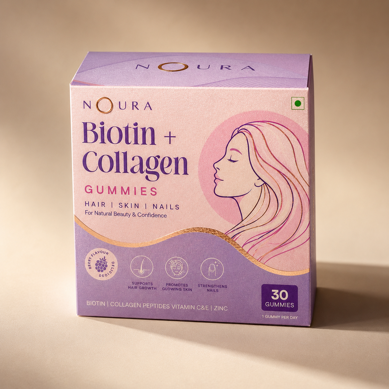 Pastel folding carton with metallic foil, embossing and raised UV